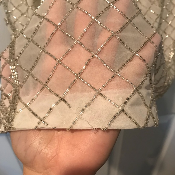 White beaded formal dress - Picture 5 of 6